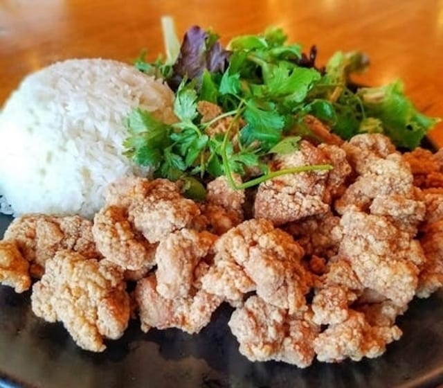 Popcorn Chicken with Rice.