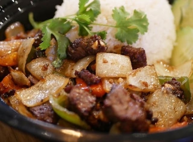 Shaken Beef with Rice.